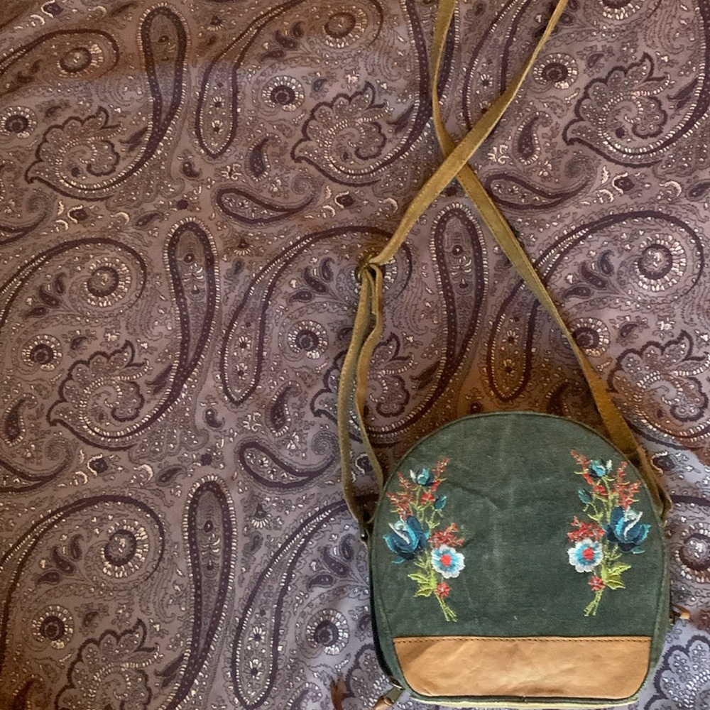 Mina B Purse with embroidery.